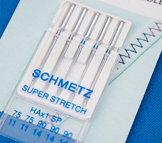 Иглы супер стретч SCHMETZ 130/705H HA x 1 SP №75(2), 90(3) 5шт